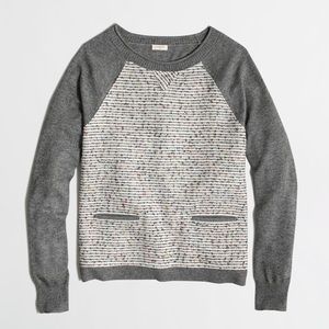 J.CREW SMALL Tweed Front Merino Sweater, Graphite